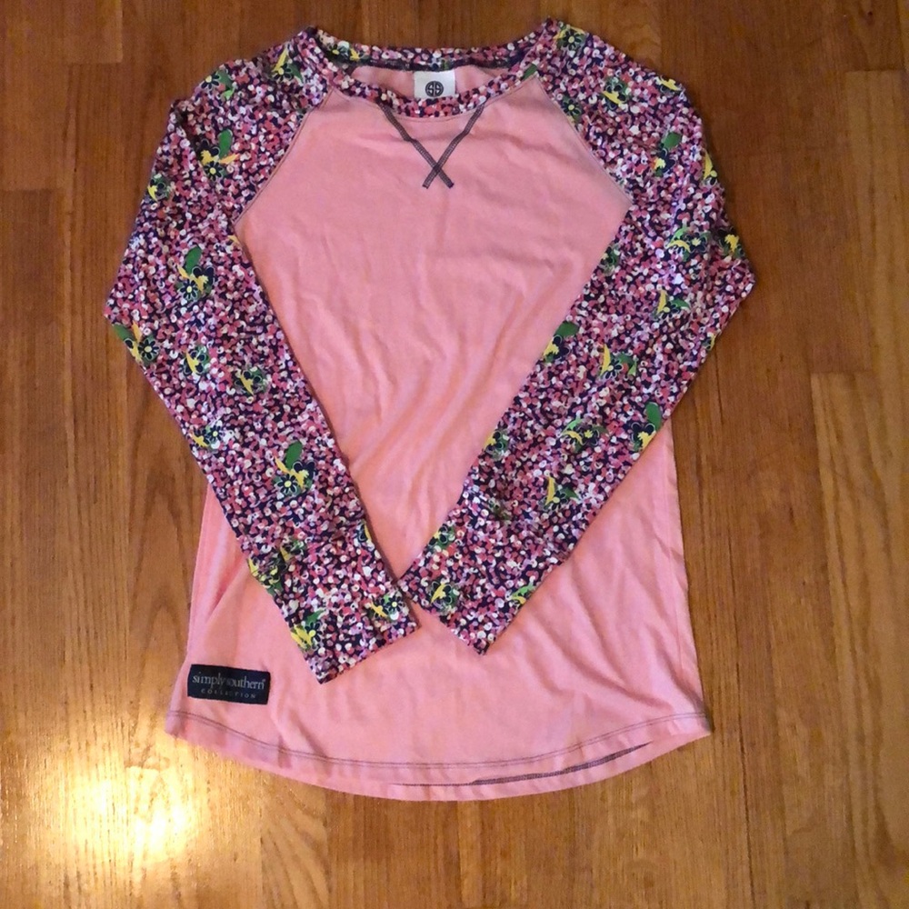 Simply Southern Floral Print Baseball Tee